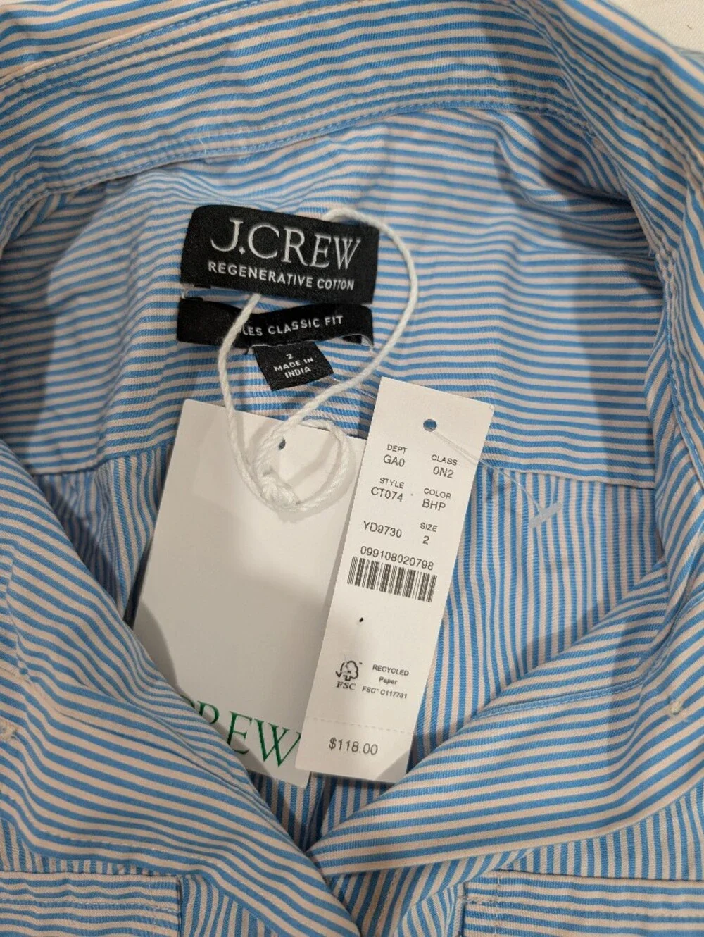 J Crew Jules classic-fit shirt CT074 NWT Size 2